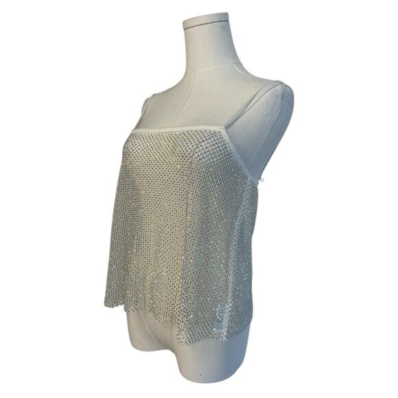 NWT WeWoreWhat X Revolve Crystal Mesh Cami Womens Size Medium Club Rave Glitter - Picture 2 of 8